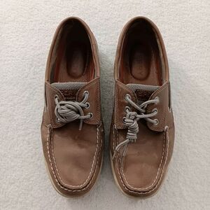 Sperry Top Sider Men's Size 9.5M Tan Leather Boat Slip on Shoes Comfort